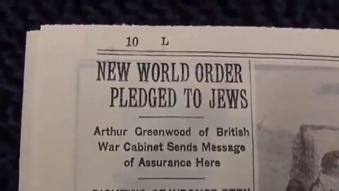 NEW WORLD ORDER PLEDGED TO JEWS IN 1940