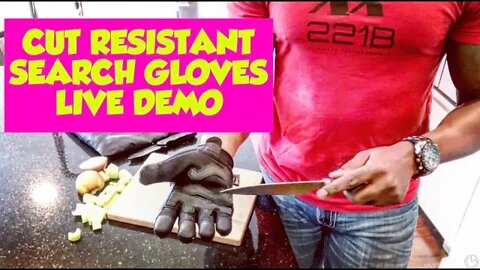 Police Search Gloves Cut Resistant & Fluid Resistant Live Testing Demo 2020