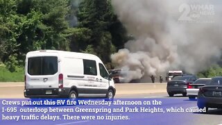 RV fire on I-695 causes lane closures