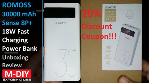 Romoss 30000 mAh Sense 8P+ 18W Fast Charging Power Bank (Unboxing Review) [Hindi]