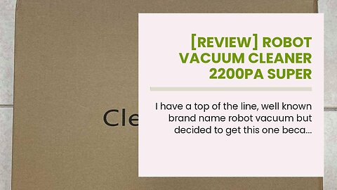 [REVIEW] Robot Vacuum Cleaner 2200Pa Super Suction Electric Robotic Vacuum Mop Cleaning for Pet...