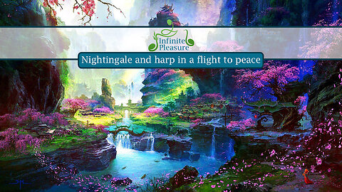 Nightingale and harp in a flight to peace