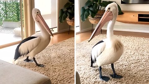 Pelican Casually Strolls Into This Home's Living Room