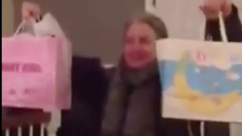 Mother in Law's priceless reaction to gender reveal, what bag will be picked?