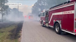 Charlotte County firefighters battle wildfire Saturday evening