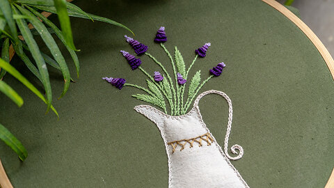 Hand Embroidery Flower Vase
