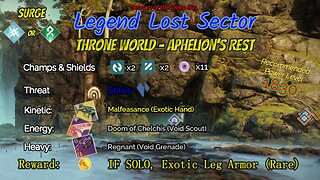 Destiny 2 Legend Lost Sector: Dreaming City - Aphelion's Rest on my Arc Warlock 6-9-23