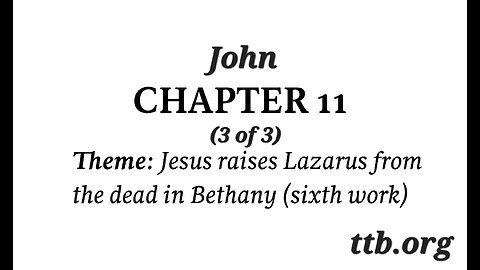 John Chapter 11 (Bible Study) (3 of 3)