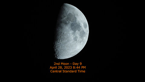 Moon Phase - April 28, 2023 8:44 PM CST (2nd Moon Day 9)