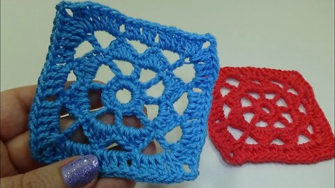 How to crochet flower in square motif free written pattern in description