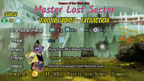 Destiny 2 Master Lost Sector: Throne World - Extraction on my Strand Titan 9-25-23