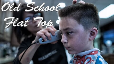 Old School Flat Top Haircut for kids - Getting a military style haircut