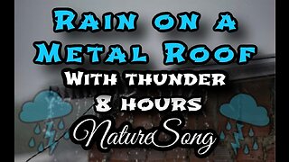 RAIN ON A METAL ROOF sounds for sleeping - thunder - 8 hours - black screen