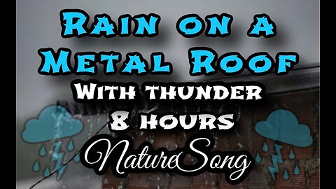 RAIN ON A METAL ROOF sounds for sleeping - thunder - 8 hours - black screen