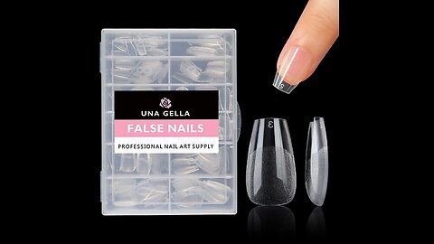 UNA GELLA Short Coffin Press on Nails - 216pcs Pre-shape Gel Tips for Full Cover Acrylic Nail Extension DIY - 12 Sizes for Home Salon . Professional Short Coffin Shape Tips: Great extension Short Coffin fake tips show a great clear cover with high quality