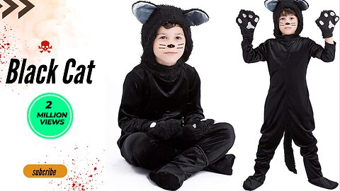 Black Cat Costume for Kids Halloween Dress Up Costumes Boys Animal Jumpsuit
