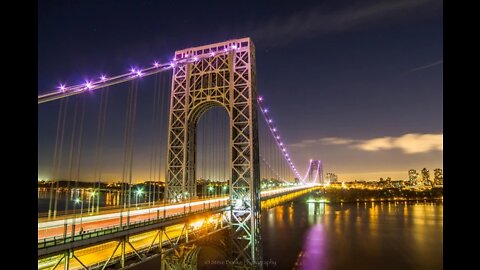 NYC George Washington Bridge At Night In A Semi
