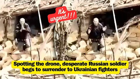 Spotting the drone, desperate Russian soldier begs to surrender to Ukrainian fighters