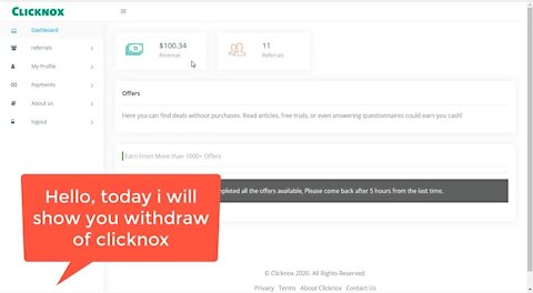 clicknox.com Payment Withdrawal Proof