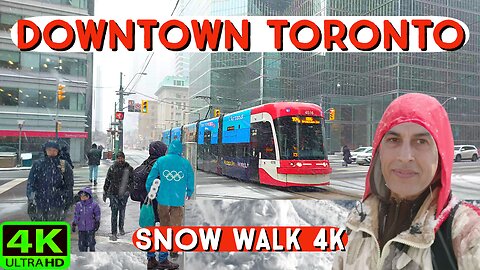 【4K】Spring Snowstorm 😱 Toronto Canada 🇨🇦 Downtown Snowfall walk
