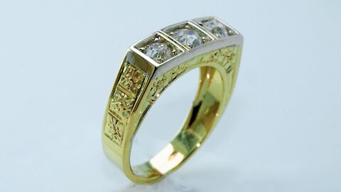 Handmade, 18 KT gold ring antique style