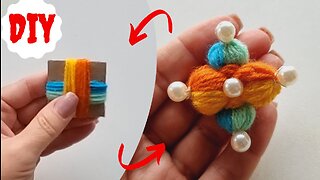 Perfect 3D Yarn Flower with cardboard pieces - Hand Embroidery DIY