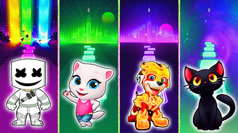 Marsmello - Alone x Talking Tom x Paw Patrol x Cartoon Cat(Bad Karma)! Tiles Hop