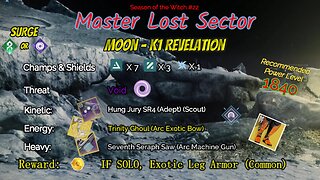 Destiny 2 Master Lost Sector: Moon - K1 Revelation on my Arc Titan 10-30-23