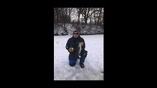 Ice fishing a local lake