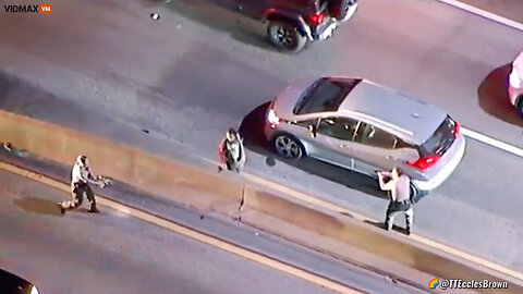 Man With A Knife Shuts Down East Los Angeles Highway As Cops Chase Him On Foot