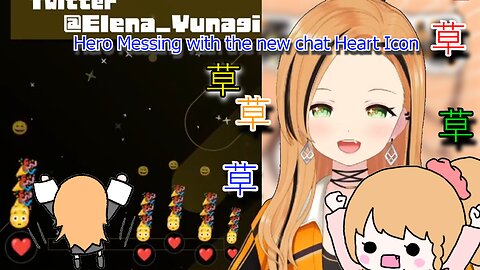 Vtuber Elena Yunagi reacting to the new chat heart Icon - blessed hero laughs & squeaks