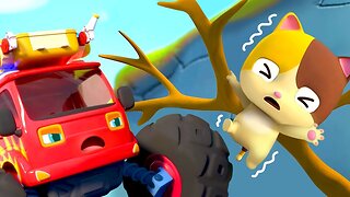 Monster Fire Truck Saves Mimi | Outdoor Playground Song | Nursery Rhymes | Kids Songs | BabyBus