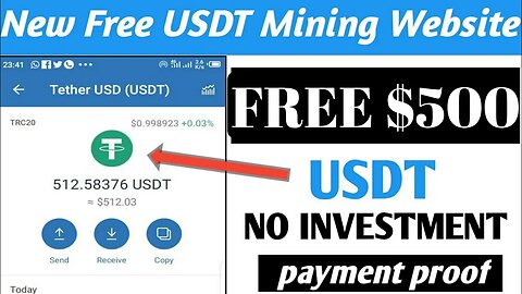 Free USDT Mining Site ~ Get $500 USDT In 24 Hours ~ no investment (free usdt site) Bitcoin Binance
