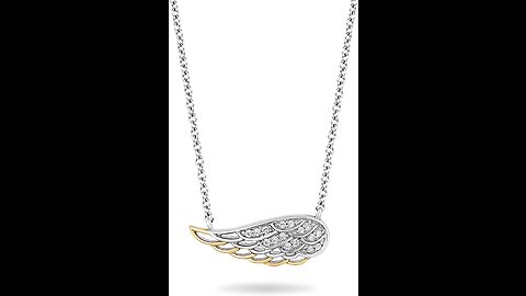 Jewelili Angel Wing Necklace Pendant in Sterling Silver with 110 CTTW Natural White Diamonds a...