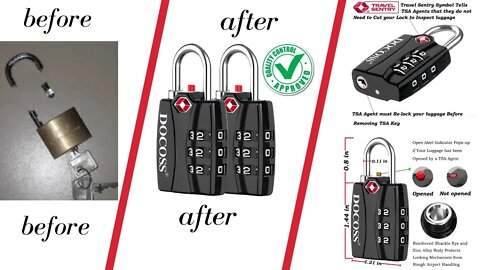 DOCOSS - Set Of 2-022 Metal Tsa | Best Lock | Laggage Bag Lock 🔒| Lock For Travel #Shorts #YtShorts