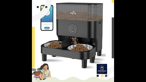 iPettie Automatic Cat Feeder for Two Cats, 2.4G WiFi App Control, 5L/21 Cup Capacity, 1-10 Meal...