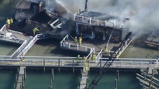 Crews battle massive fire on Harsens Island