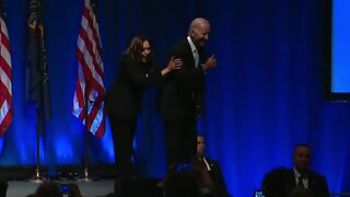 Joe Biden calls Kamala Harris the president + she thinks he's going to jump off stage