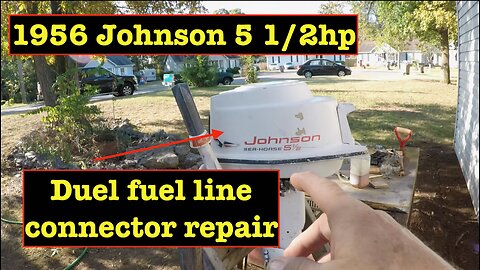 1959 Johnson 5 1/2 hp seahorse dual fuel line connector repair