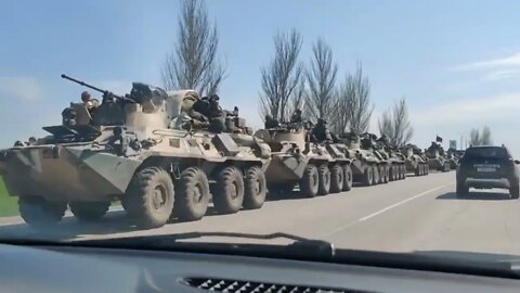 Russian tanks and armored vehicles headed to Donbas