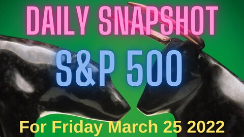 S&P 500 Snapshot Market Outlook For Friday, March 25, 2022.