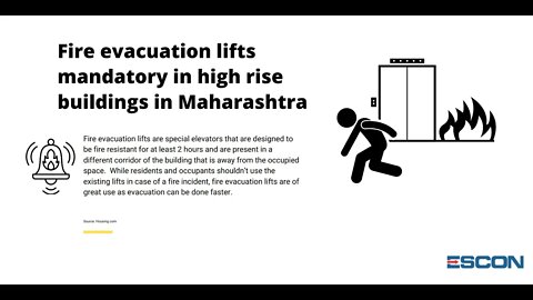 Fire evacuation lifts mandatory in high rise buildings in #maharashtra #realestate