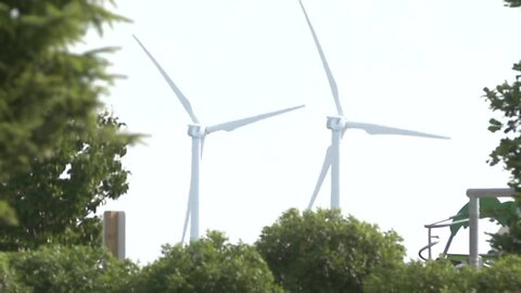 Protesters gather in Downtown Buffalo in opposition of wind turbines in Lake Erie