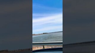 Driving on a bridge over water