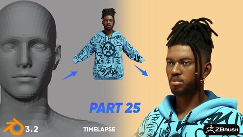 Adam | 3d Character for animation | Part 25 | texturing| making a custom hoodie | ZBrush | Blender