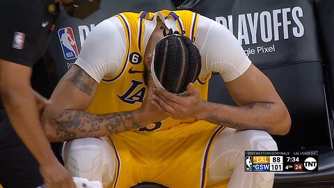 Anthony Davis goes to locker room with injury after elbowed in face by Kevon Looney in Game 5