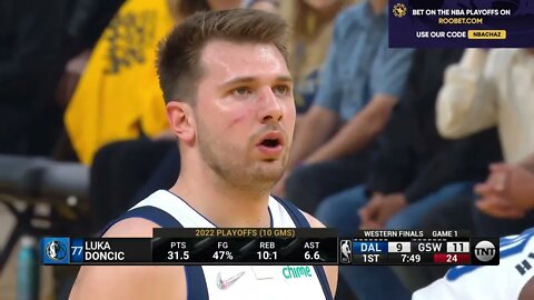 Luka Doncic gets scratched across the face by Andrew Wiggins in game 1 😬