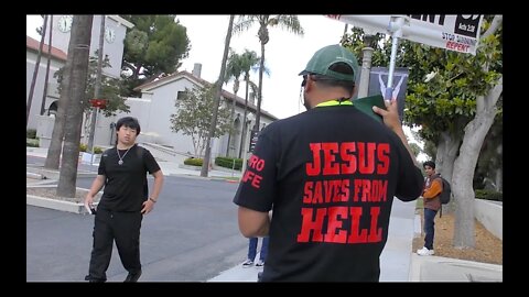 Satanist confronts Christian Preacher "I read the satanic bible"