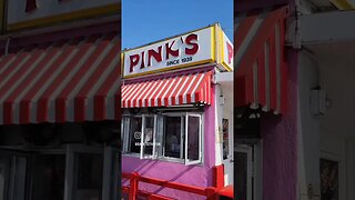 Pinks Hotdog 🌭 😋 #pinkshotdog #hollywood #hotdog #cheeseburger #fries #L.A. #landmark #california