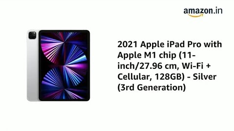 2021 Apple iPad Pro with Apple M1 chip (11-inch/27.96 cm), Wi-Fi + Cellular, 128GB | 3rd Generation
